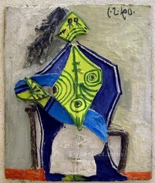 パブロ・ピカソ Painting - 肘掛け椅子に座る女性 1940年4月 パブロ・ピカソ